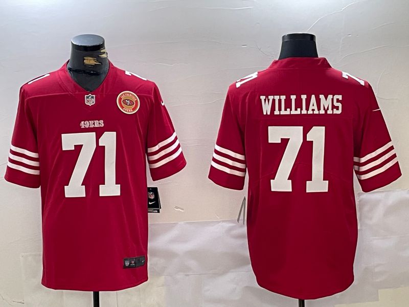 Men San Francisco 49ers #71 Williams Red Second generation 2024 Nike Limited NFL Jersey